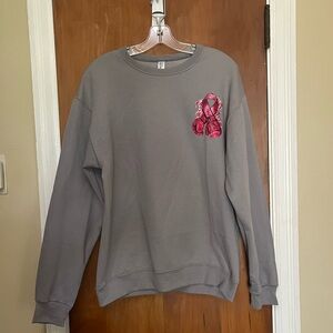 ❌Breast Cancer Awareness Sweatshirt
Gray Sweatshirt with Pink Ribbon Detail